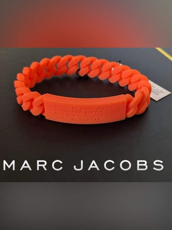 Marc Jacobs Other - Marc Jacobs Bright Orange Silicone Chain Bracelet with ID Plate